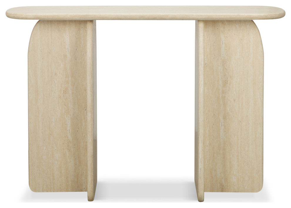 Clementine Faux Travertine Console Table