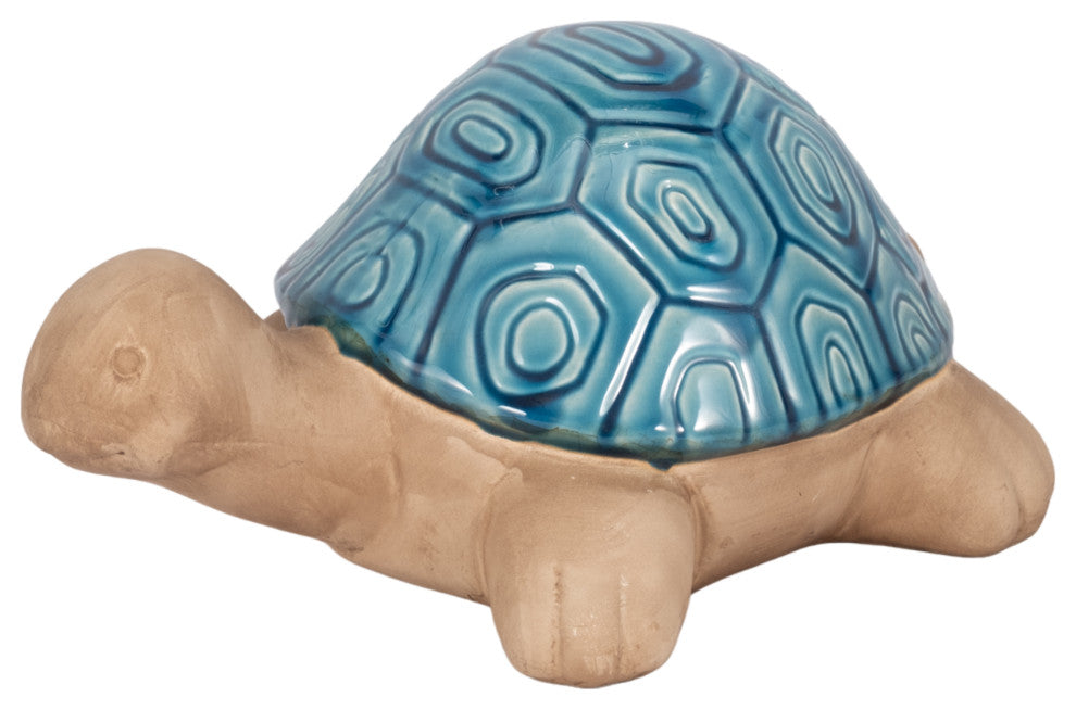 Ceramic 13" Tortoise Deco, Turquoise