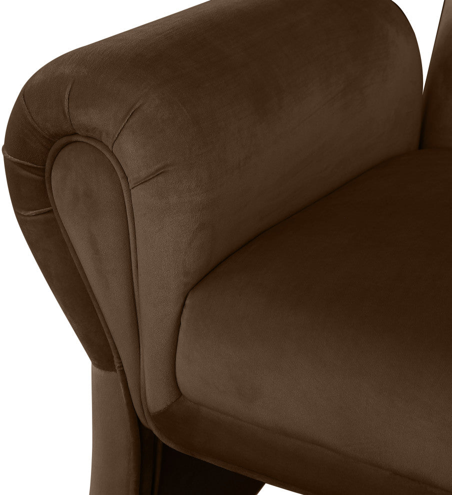 Fleurette Velvet Accent Chair, Brown