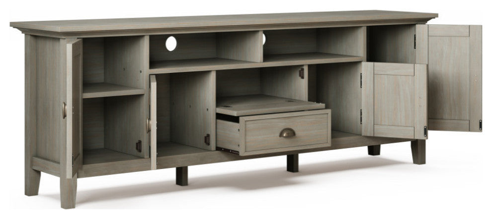 Redmond Solid Wood 72" TV Media Stand, Black, Distressed Gray