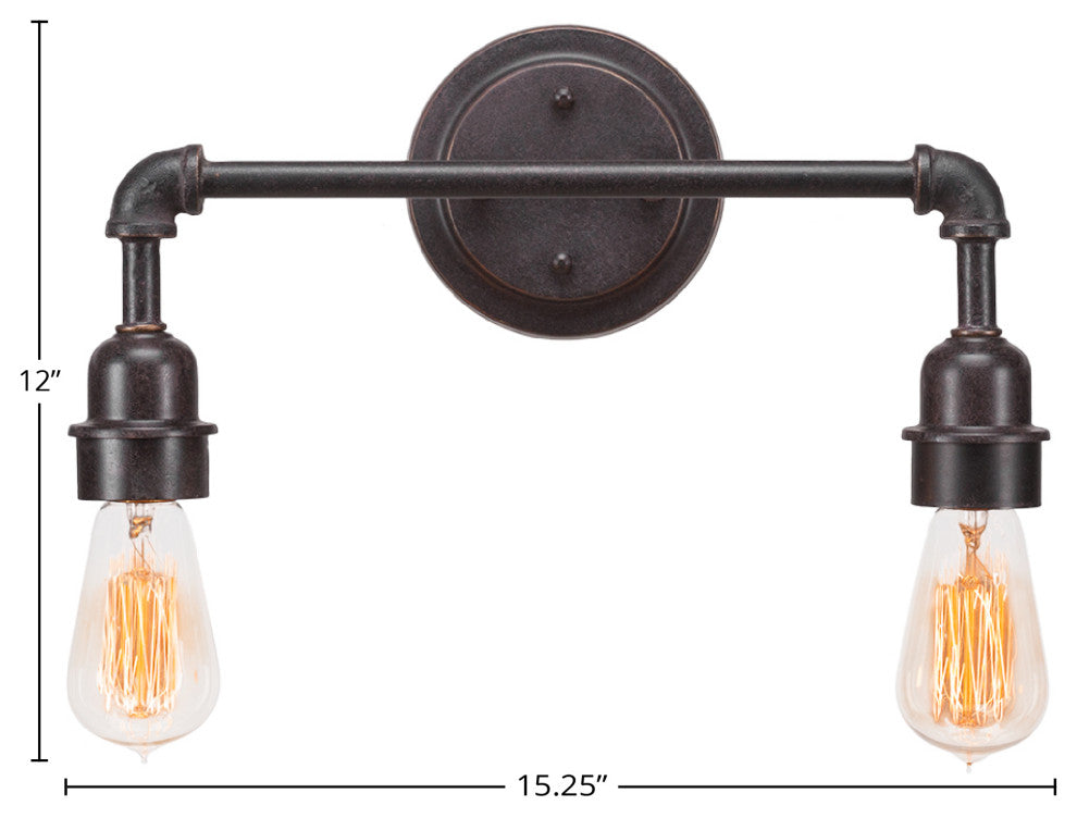 Vintage 2-Light Bath Bar, Dark Granite