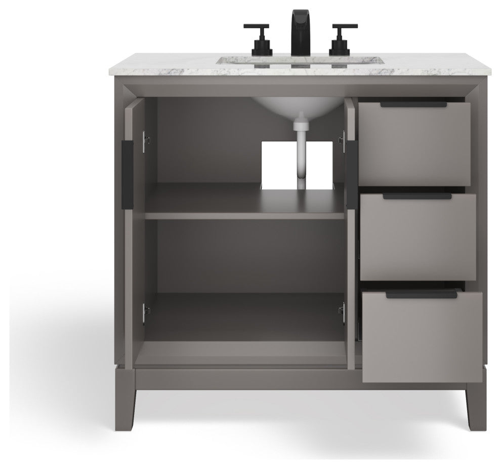 The Ezra Bathroom Vanity, Cashmere Gray, 36", Single Sink, Freestanding