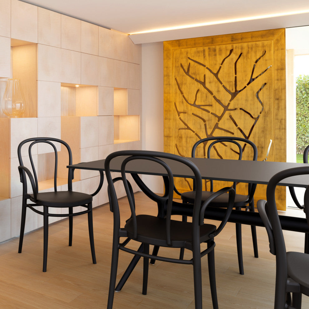 Victor XL Resin Outdoor Arm Chair Black, Set of 2