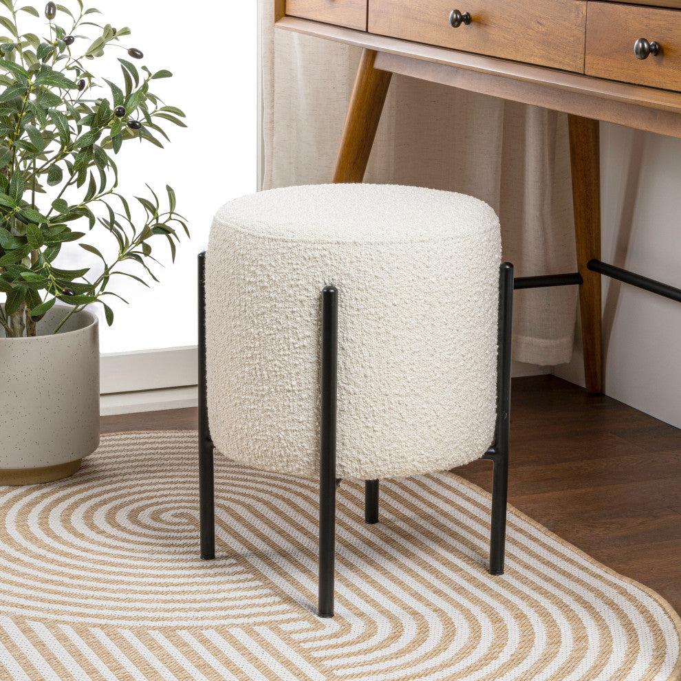 Silvia 18.5" Modern Minimalist Round Backless Metal Cushioned Vanity Stool