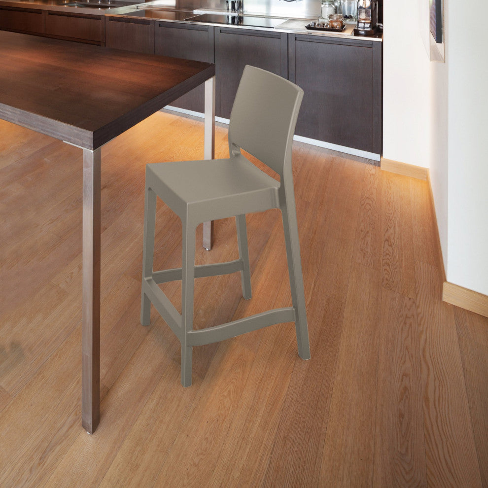 Maya Resin Counter Stool, Taupe, Set of 2