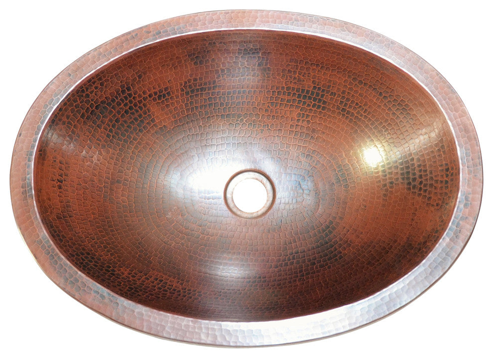 19" Oval Copper Sink with 1.5" Apron