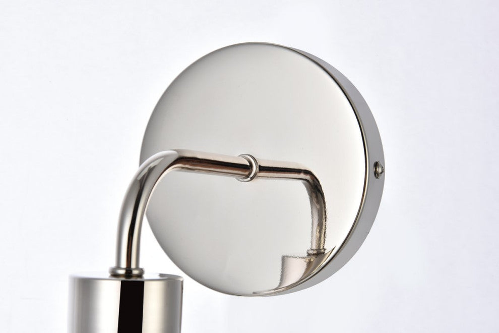 Helen 1-Light Bath Sconce, Polished Nickel With Frosted Shade