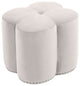 Clover Velvet Upholstered Ottoman, Cream, 19" W x 17" D