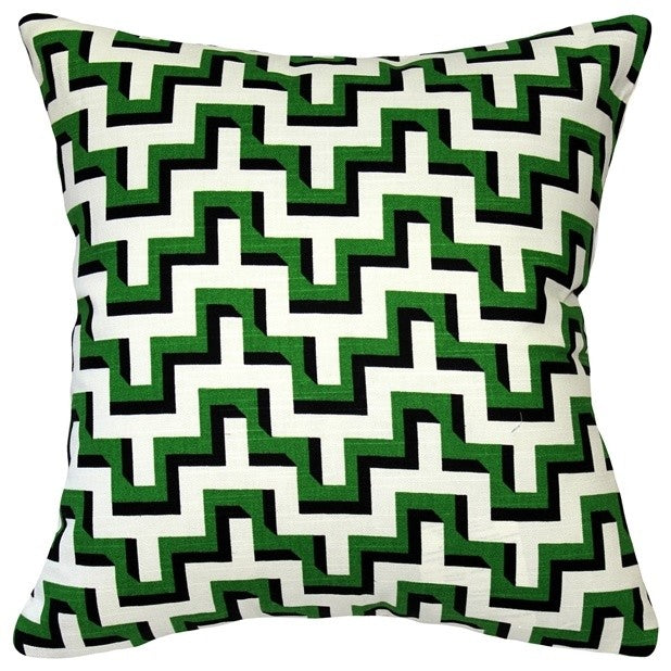Emerald Black Zig Zag Throw Pillow, 16x16