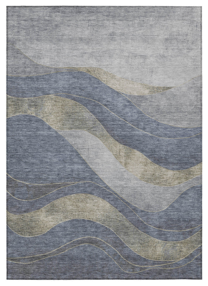 Machine Washable Indoor/Outdoor Chantille ACN1892 Denim 3' x 5' Rug