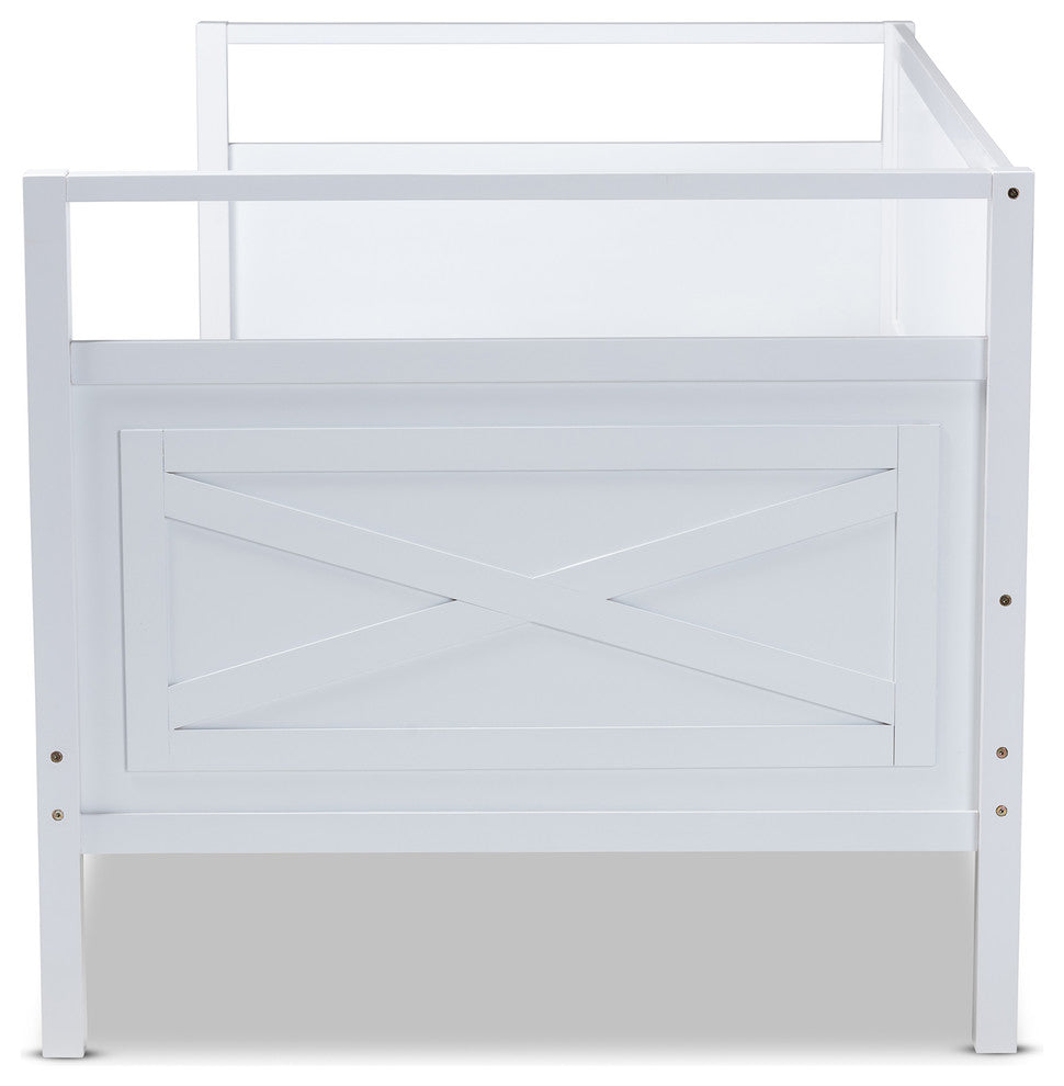 Verr Cottage Farmhouse White Wood Twin Size Daybed, White