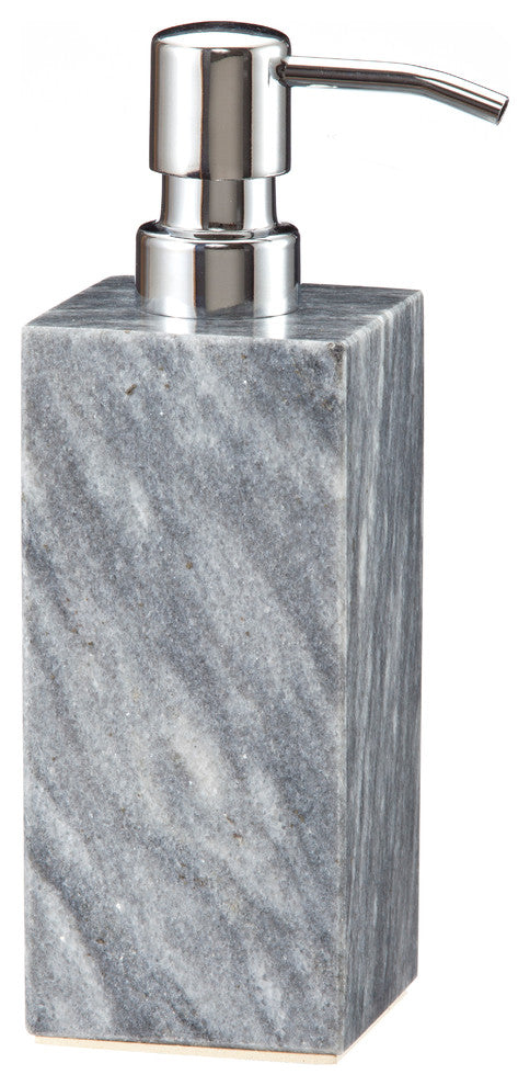 Myrtus Collection Cloud Gray Marble Soap Dispenser, Silver