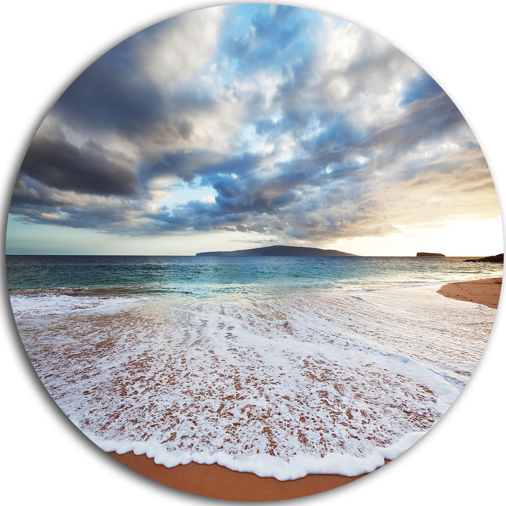 Deep Seashore With Clouds And Waves, Seashore Round Wall Art, 36"