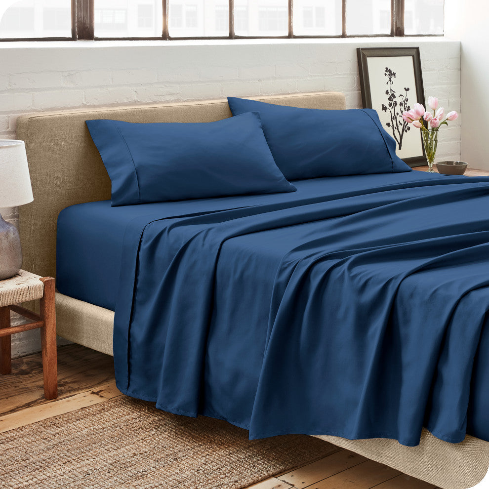 Bare Home 1800 Microfiber Sheet Set, Dark Blue, Twin