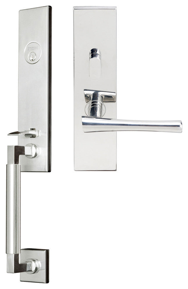 Champagne Lever, Mortise Entry Handleset, RHR, Polished Stainless Steel