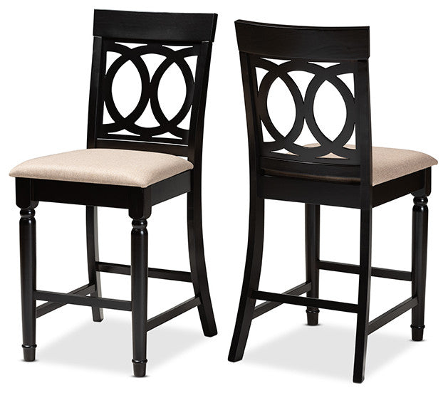 Verina Sand Espresso Browned 2-Piece Wood Counter Stool Set