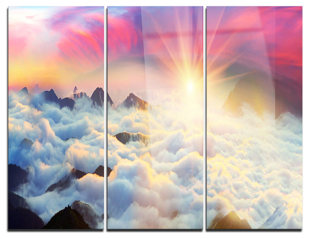 "Misty Beautiful Chornogory Ridge" Photo Metal Wall Art, 3 Panels, 36"x28"