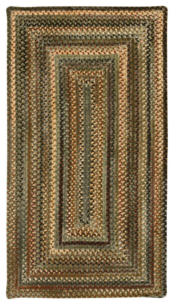 Capel Eaton Green 0442_200 Braided Rugs - 24" X 8' Runner Concentric Rectangle
