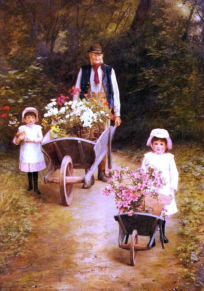 Mary Hayllar a Helping Gardener Premium Canvas Print