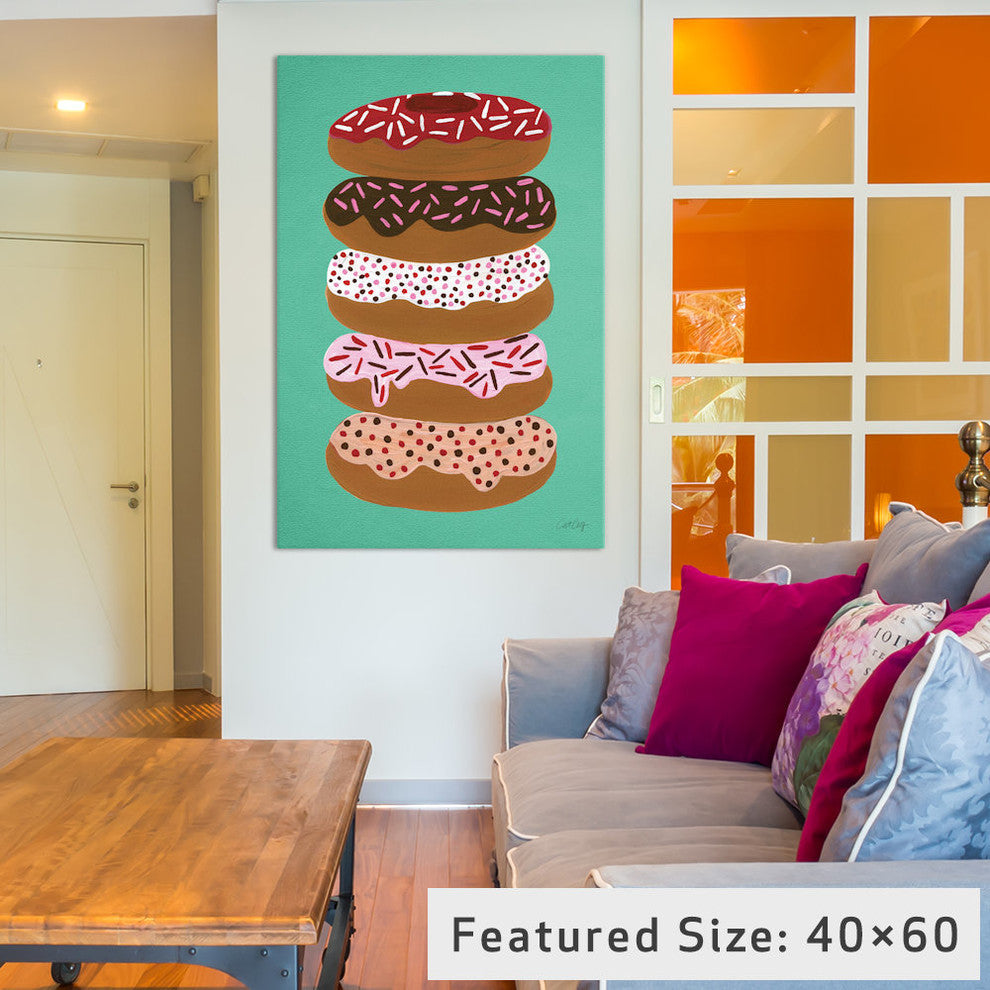 "Donuts Stacked Mint Artprint" by Cat Coquillette, 26x18x1.5, 1-Piece