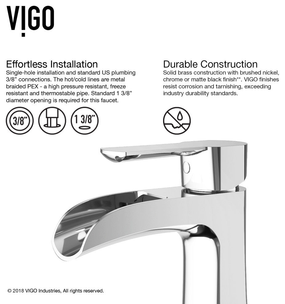 VIGO Paloma 7" H Single Handle Single Hole Bathroom Faucet, Chrome, Without Extras
