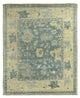 Tirana Antique-Style Woven Oushak Rug, Blue and Ivory, 14'x18'