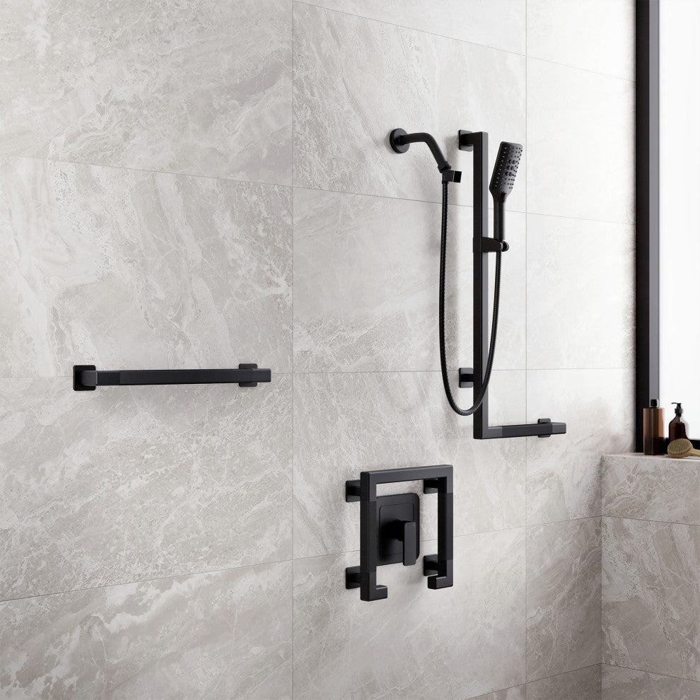 Seville Slide Bar With Handshower, 2.5 GPM, Matte Black, Left