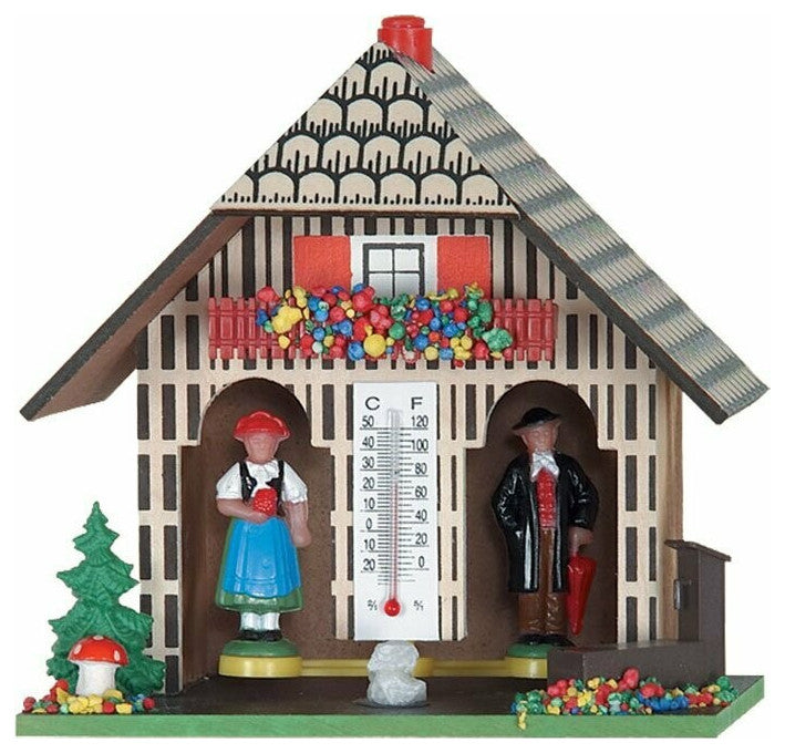 River City Clocks 1022-05 German Weatherhouse Clock With Man and Woman