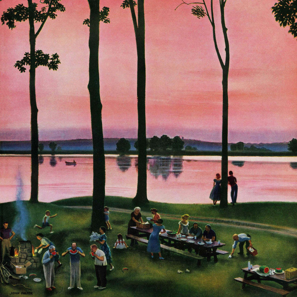 "Evening Picnic" Painting Print on Canvas by John Falter