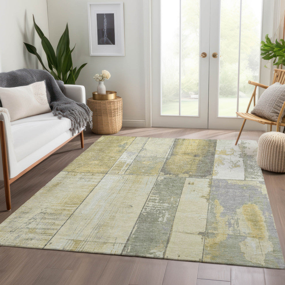 Machine Washable Indoor/Outdoor Chantille ACN1877 Gold 2'6" x 3'10" Rug