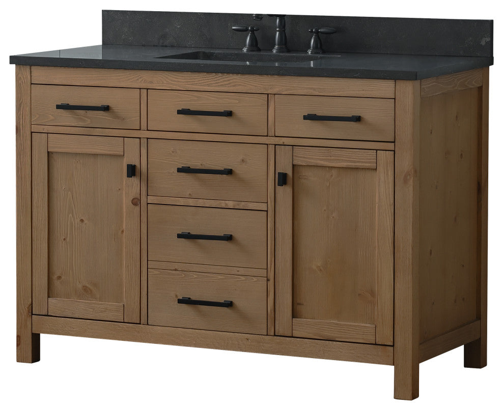 Jasper 48" Bathroom Vanity, Textured Natural, Blue Limestone