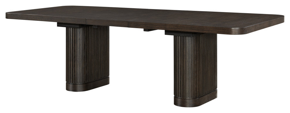 Wood Rectangular Extension Kitchen Dining Table With 8- Chairs, Brown