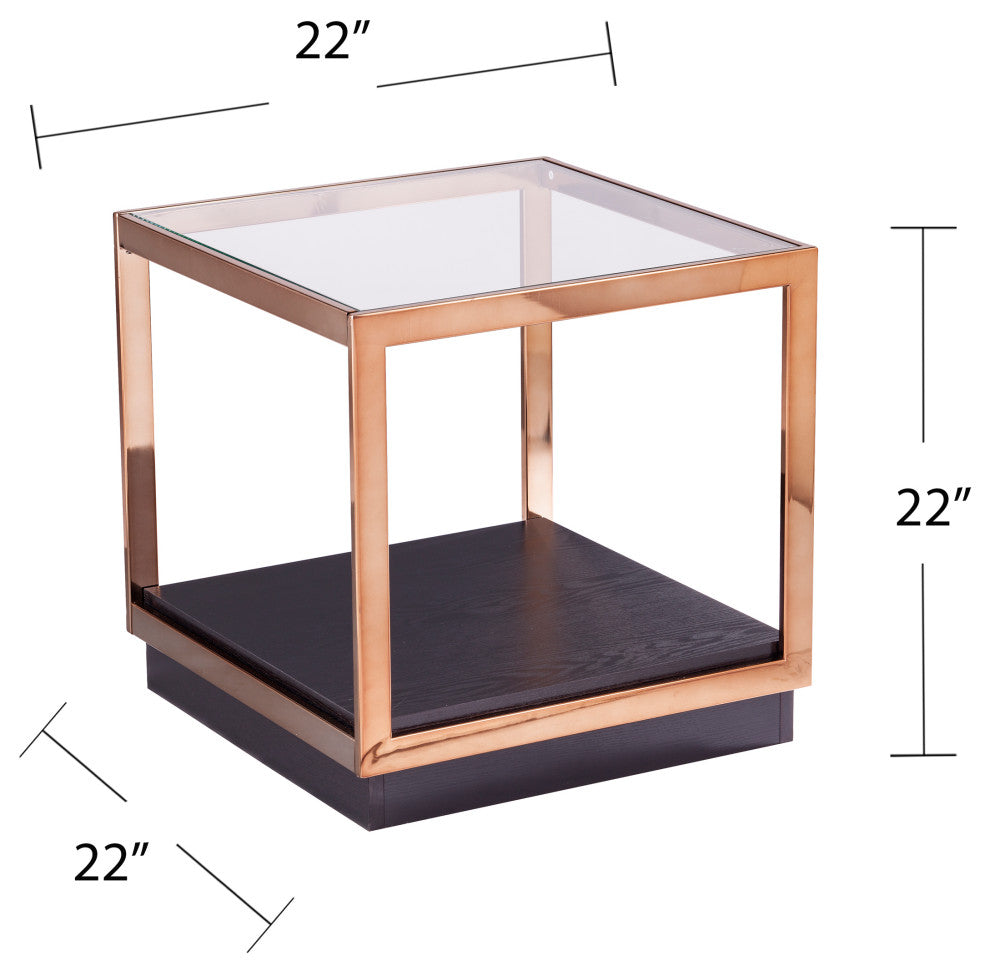 Lexington Glass-Top End Table, Champagne and Black