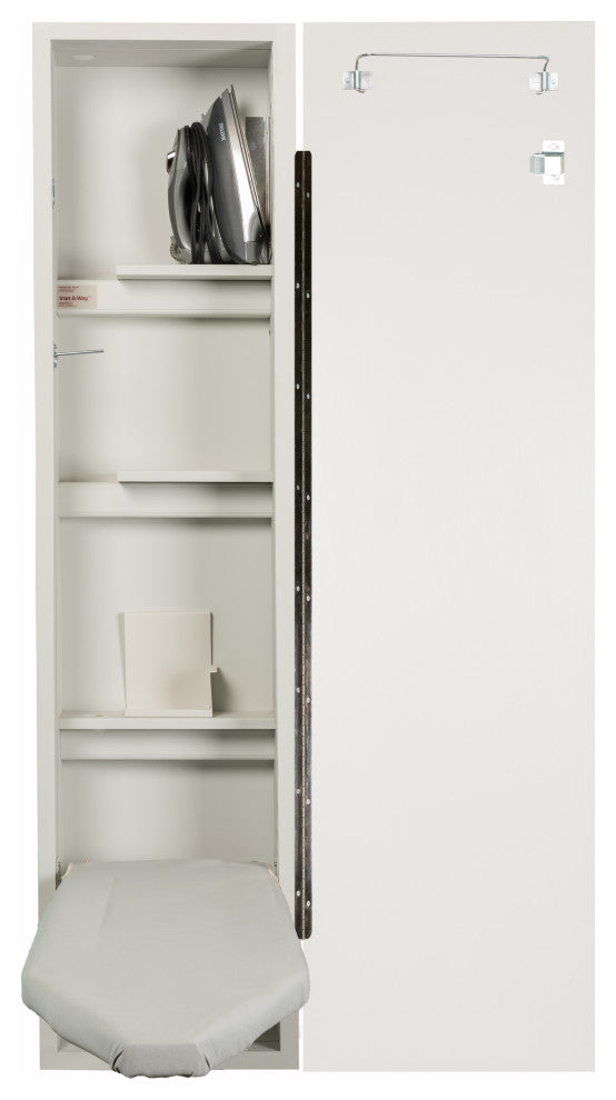 Premium Fixed Position Non-Electric Ironing Center, Flat White Door