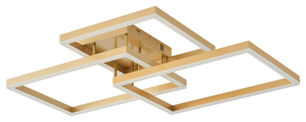 Classic 3-Rectangle Dimmable LED Semi Flush Mount Ceiling Light