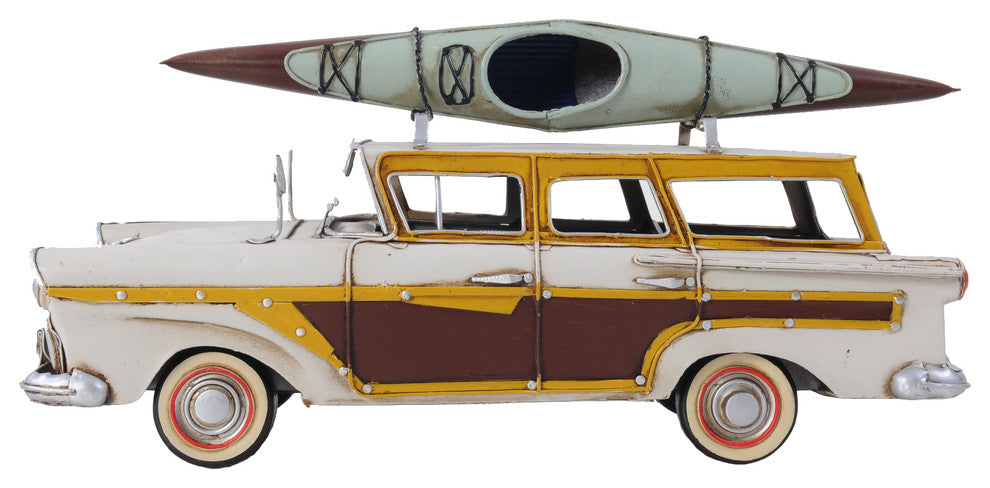 Fords Woody-Look Country Squire With Kayak Iron Model