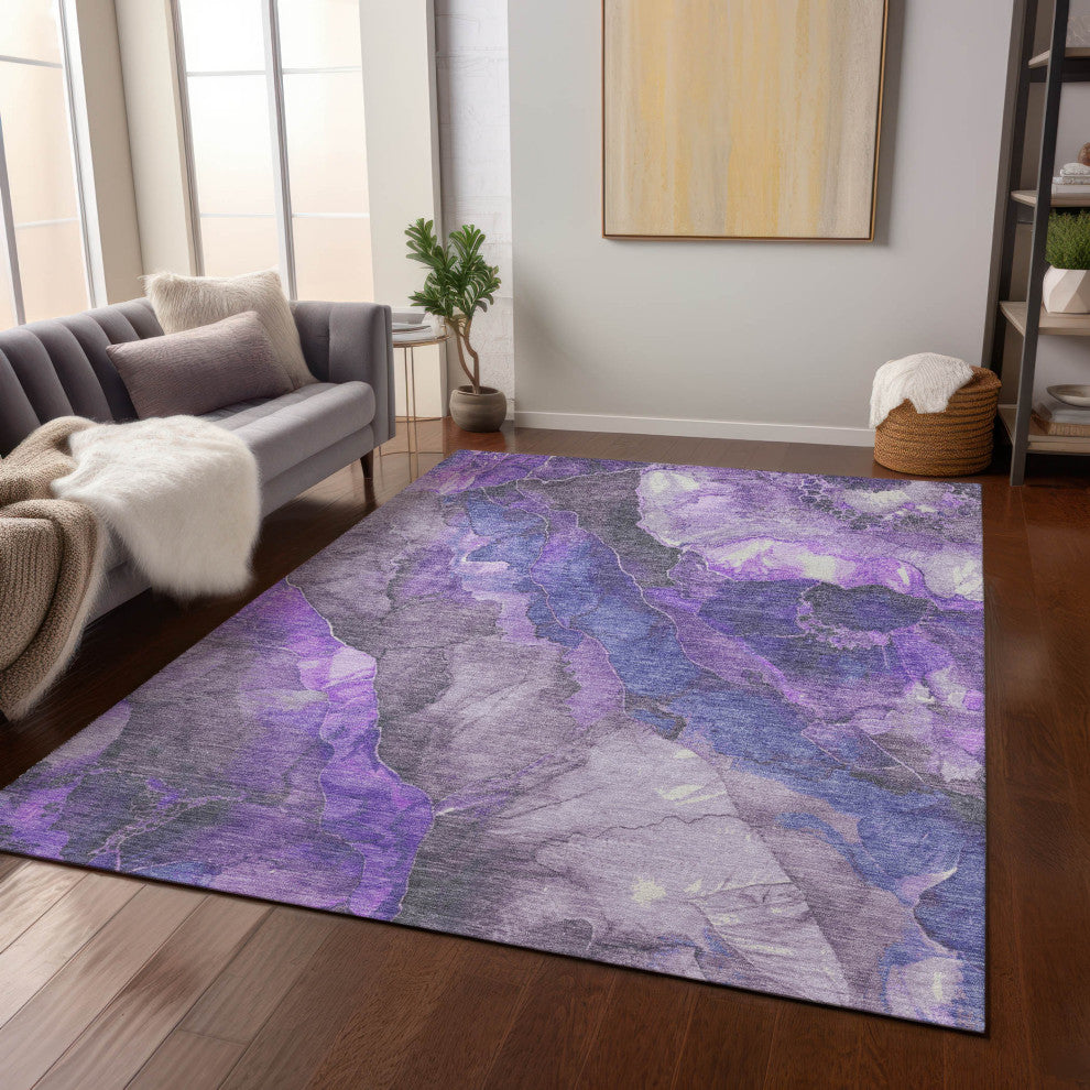 Machine Washable Indoor/Outdoor Chantille ACN1864 Violet 9' x 12' Rug