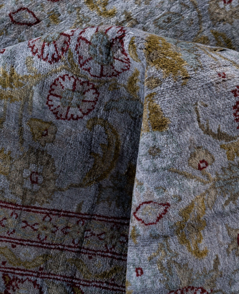 Overdyed One-of-a-Kind Hand-Knotted Area Rug Gray, 9' 2" x 9' 5"
