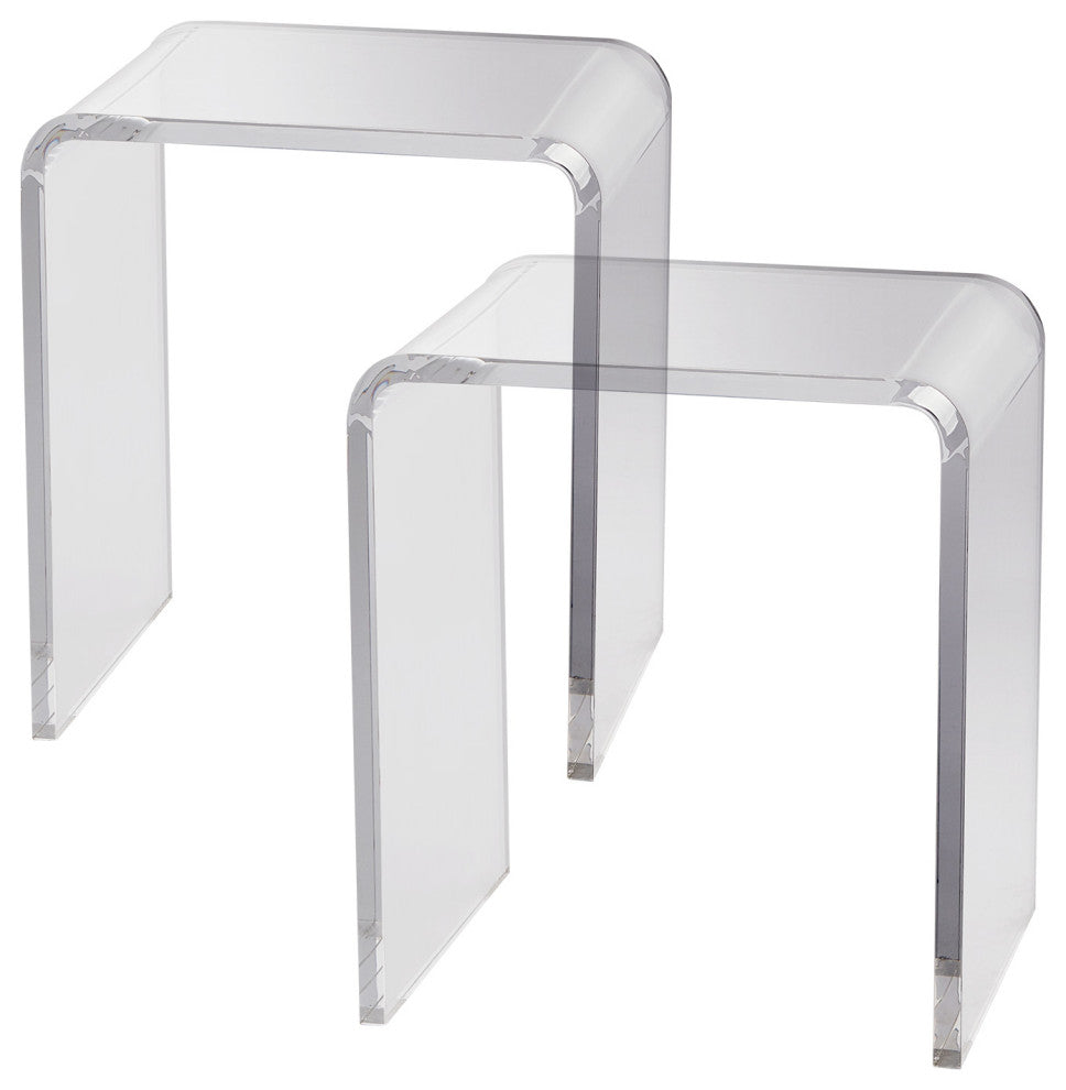 VEVOR Acrylic End Table 2-Piece C-Shaped Lucite Clear Side Tables for Living Room