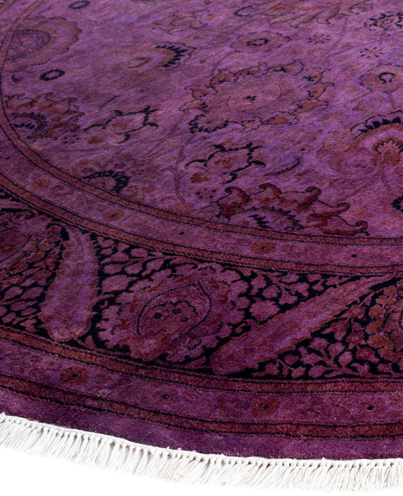 Overdyed One-of-a-Kind Hand-Knotted Area Rug Purple, 7' 1" x 7' 1"
