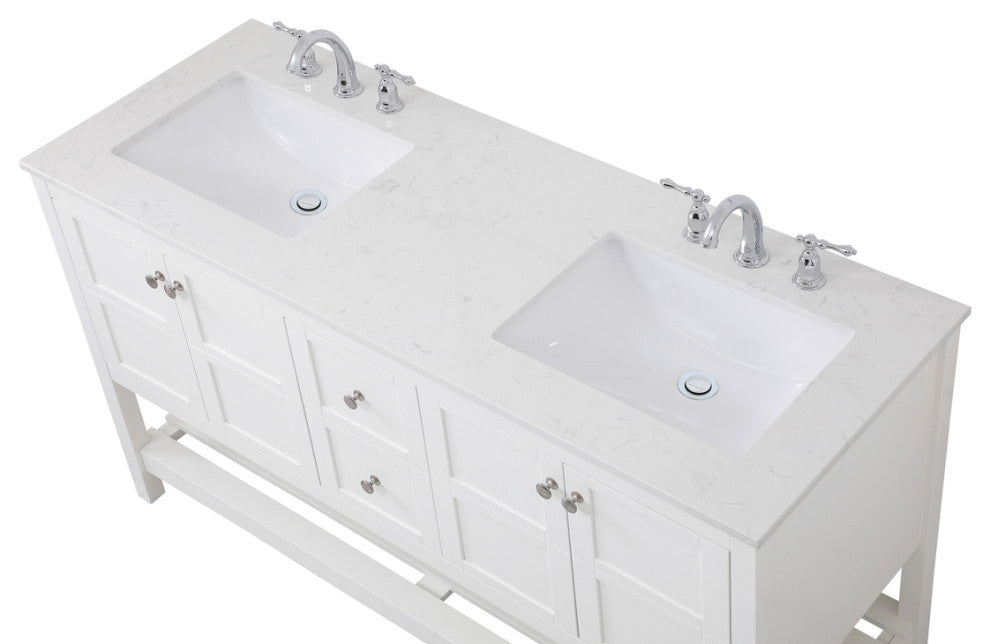 Tucker White 60" Double Sink Bathroom Vanity