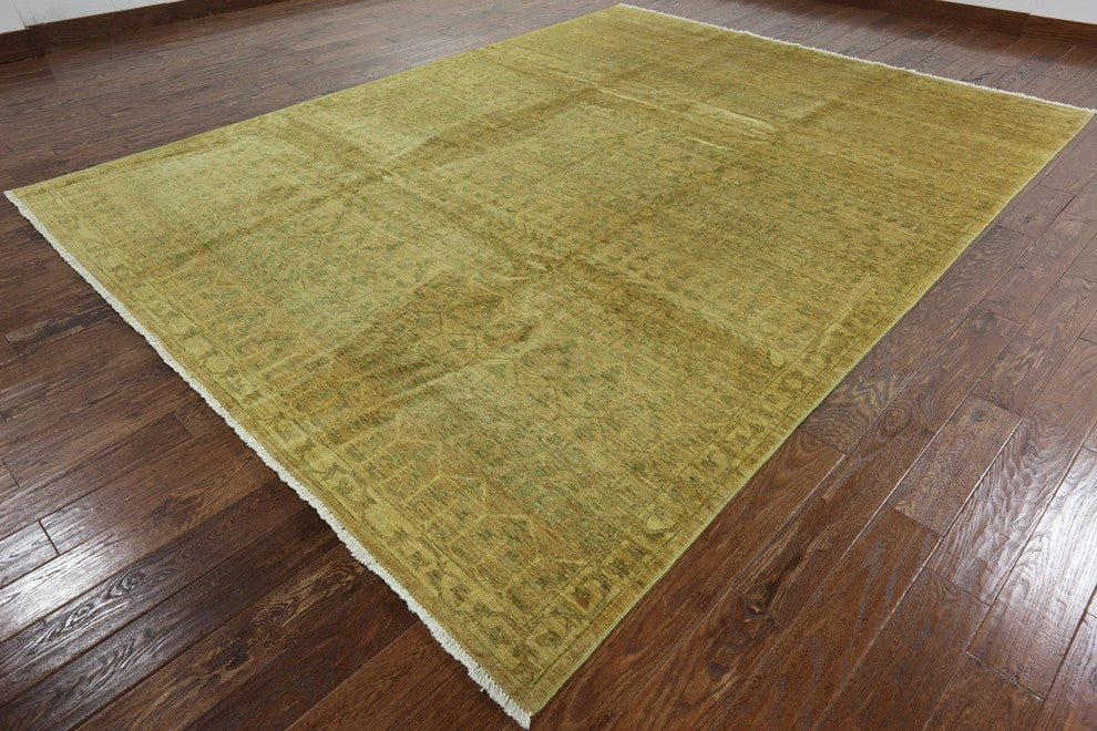 Antiqued Oriental Chobi Peshawar Hand-Knotted Oushak Rug, 9'x12'