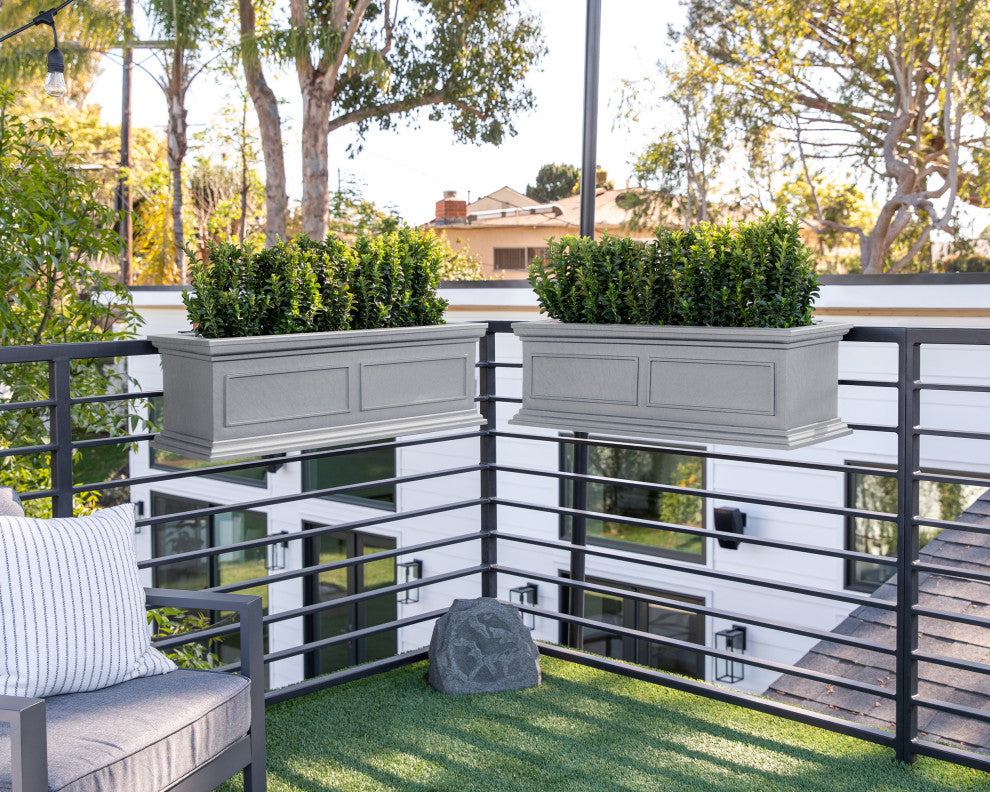 Brixton Window Box Planter With Bracket, 36", Grey, 36 Inch, 2 Pack