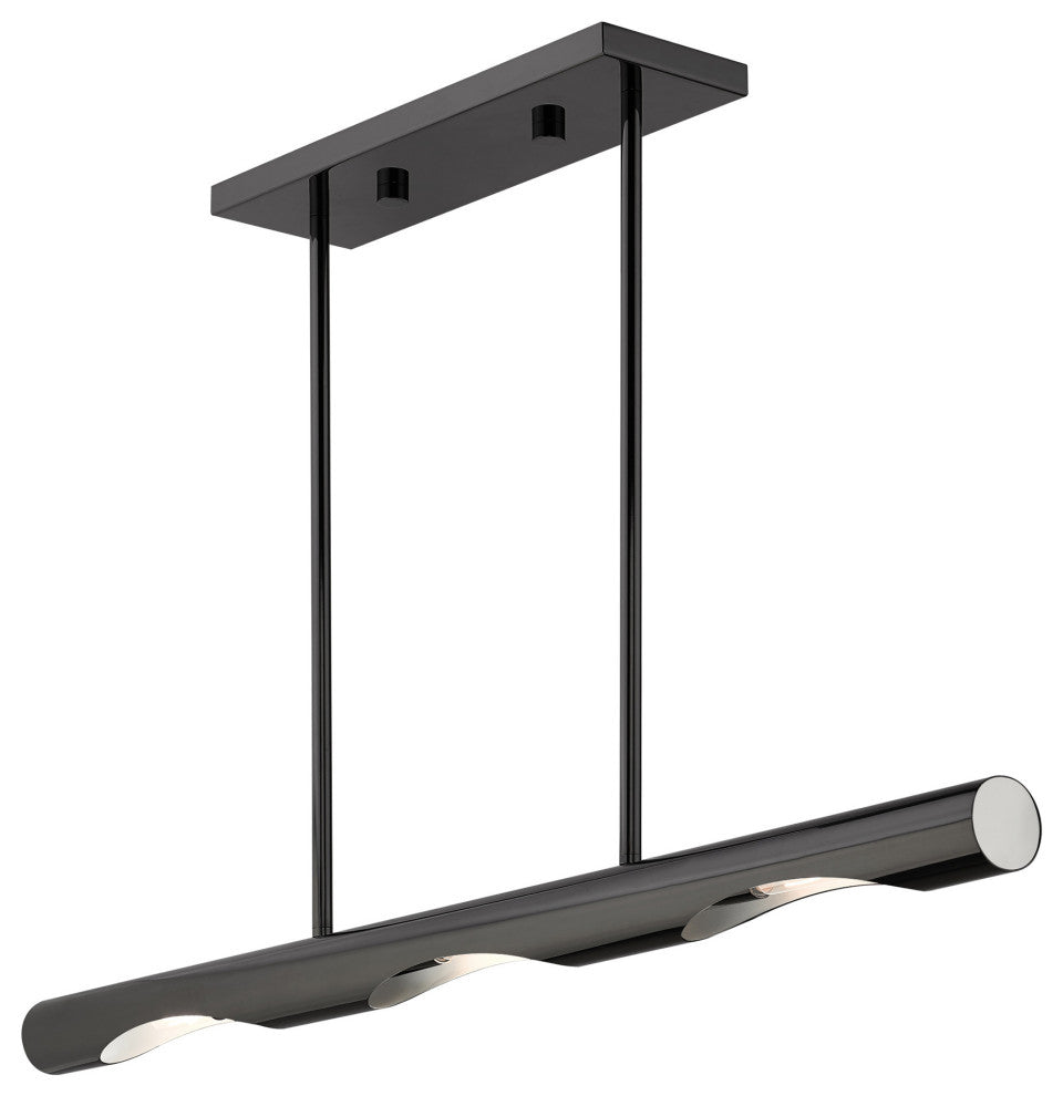 Black Chrome Contemporary, Minimal, Industrial, Urban, Sleek Linear Chandelier
