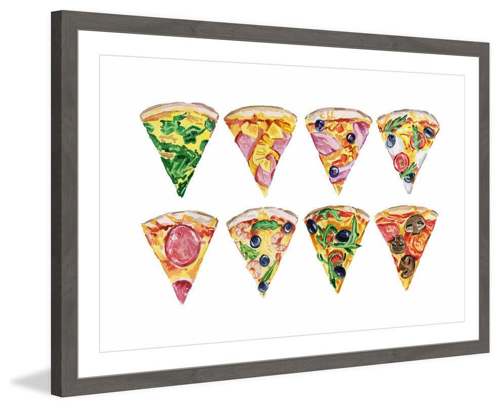 "Pizza Styles" Framed Painting Print, 18"x12"