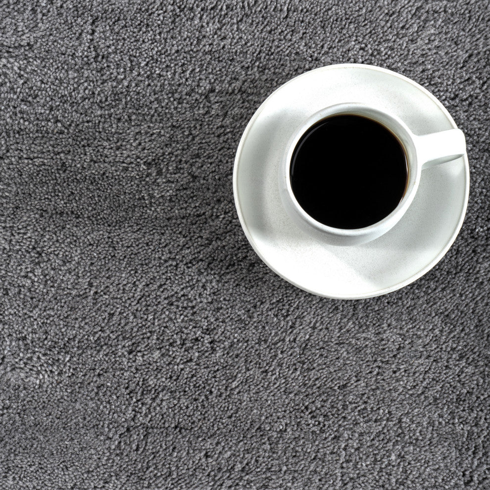 Gaia New Zealand Wool Shag Area Rug, Dark Grey 5' x 8'