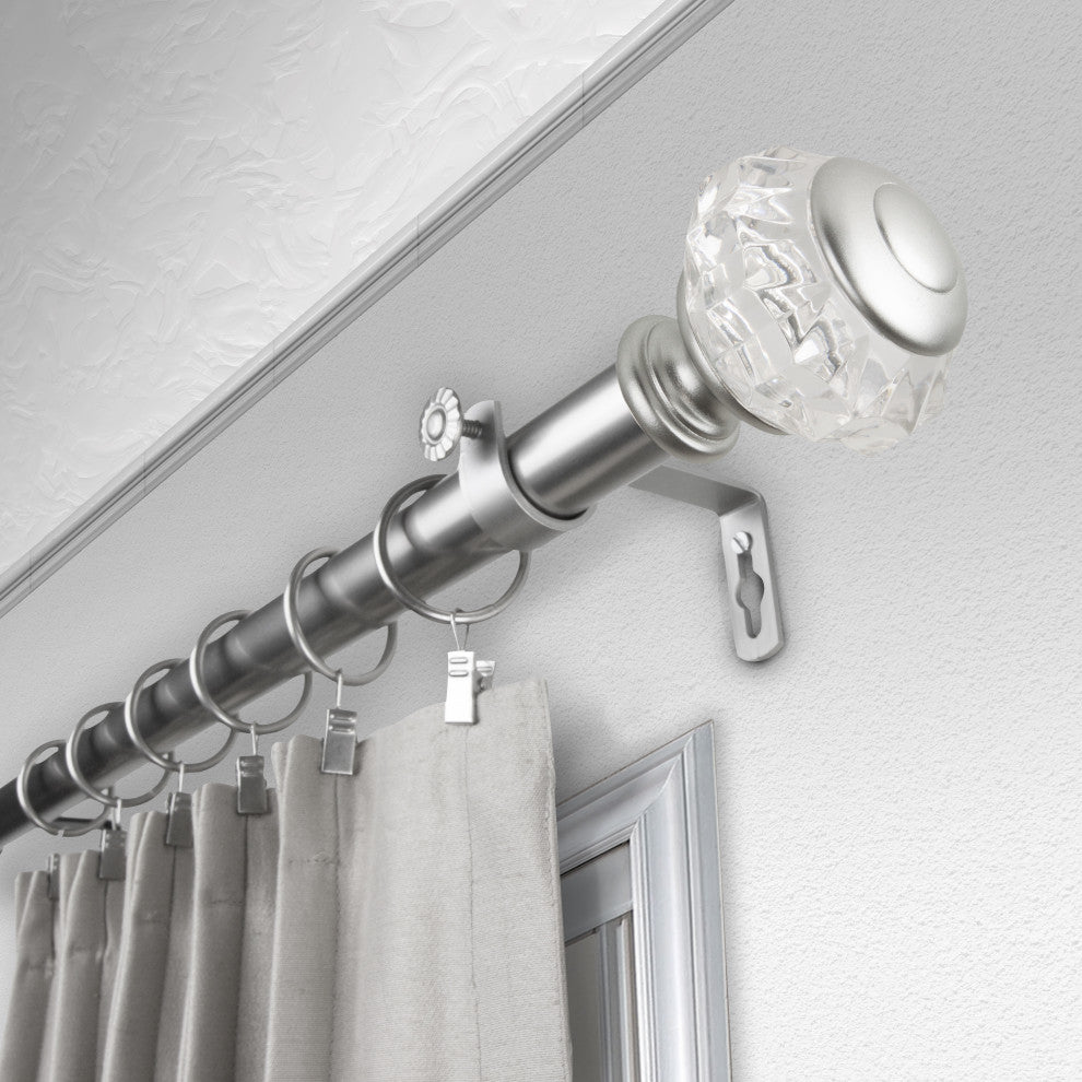 Bailey 1" Curtain Rod, Satin Nickel, 120-170"