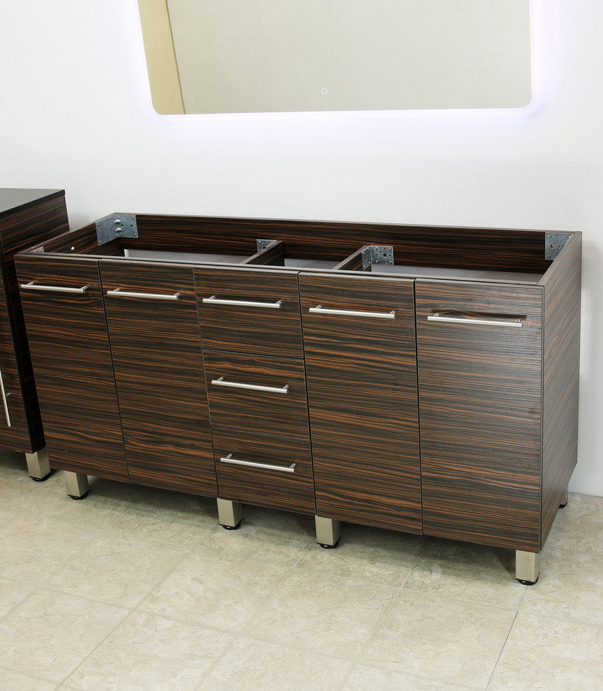 Windbay 60" Free Standing Double Vanity, Ebony, White Stone Flat Countertop