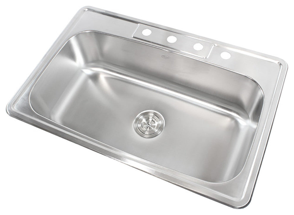 33"x22"x9" Topmount Drop-In Stainless Steel Single Bowl Kitchen Sink Combo