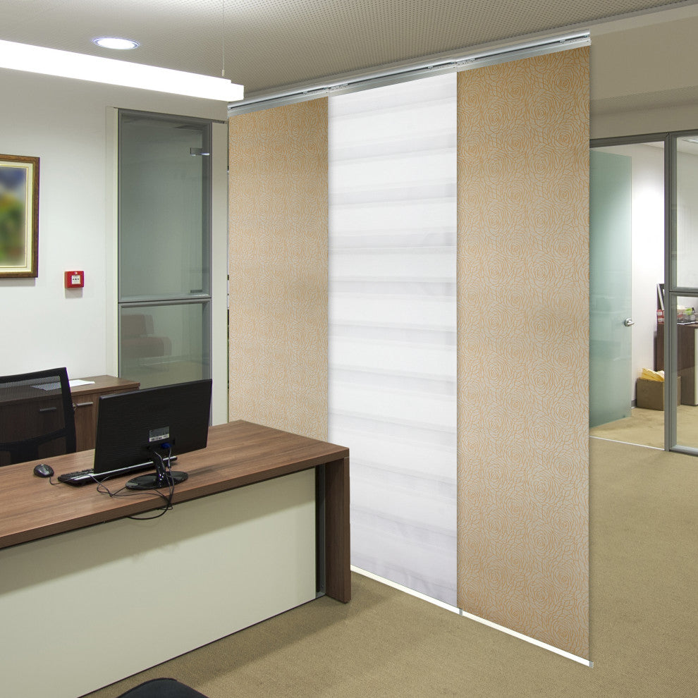 Blanched White-Raisa 3-Panel Track Extendable Vertical Blinds 36-66"x94"